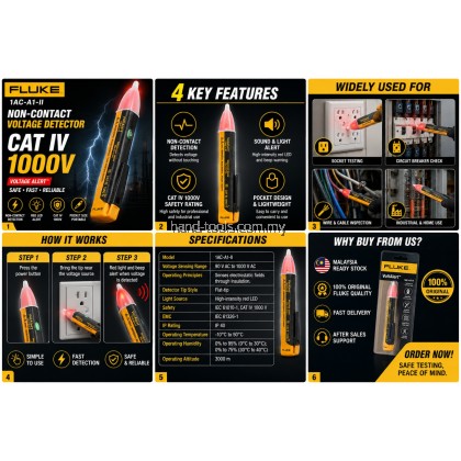 Fluke 1AC-A1-II TESTER; VOLTAGE ALERT CAT IV 1000V